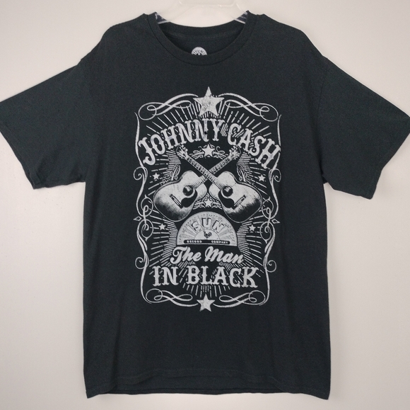 Sun Records Company Unisex Johnny Cash The Man in Black Tee Sz. L - Picture 1 of 7